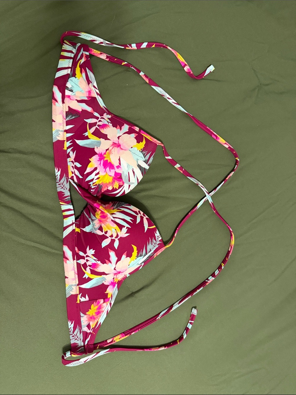 Pink Floral Underwire Bikini Top